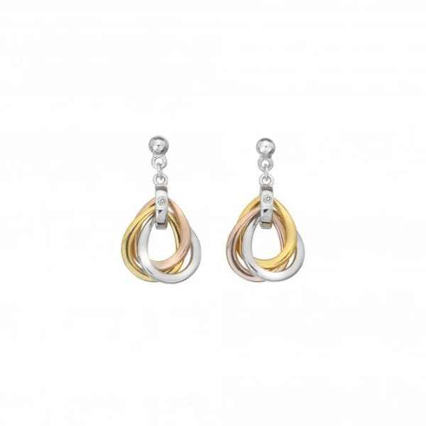 Hot Diamonds 18CT Rose Gold Plate and
Silver Trio Teardrop Earrings - Rose and Gold Plate Accents - Image 3