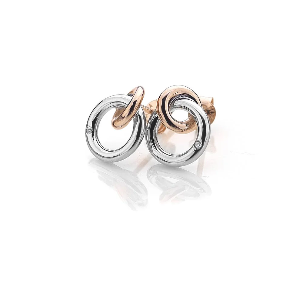 Hot Diamonds Silver Eternal Rose Gold Earrings - Image 2