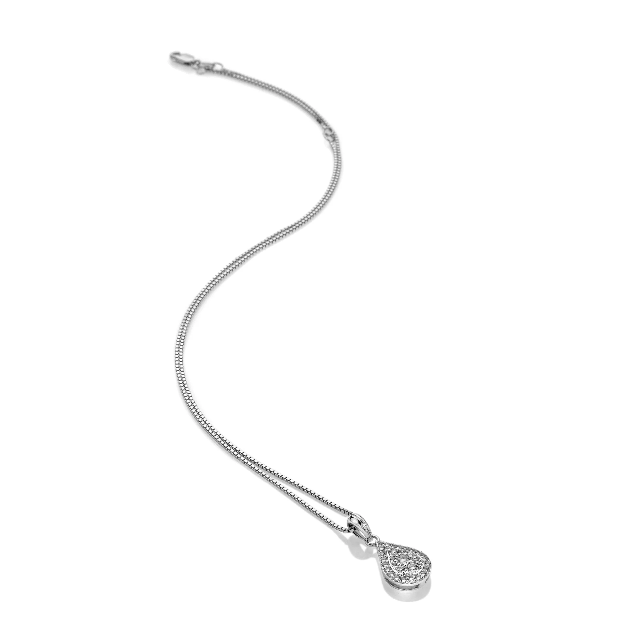 Hot Diamonds Silver Teardrop White Topaz Pendant Necklace - Image 2