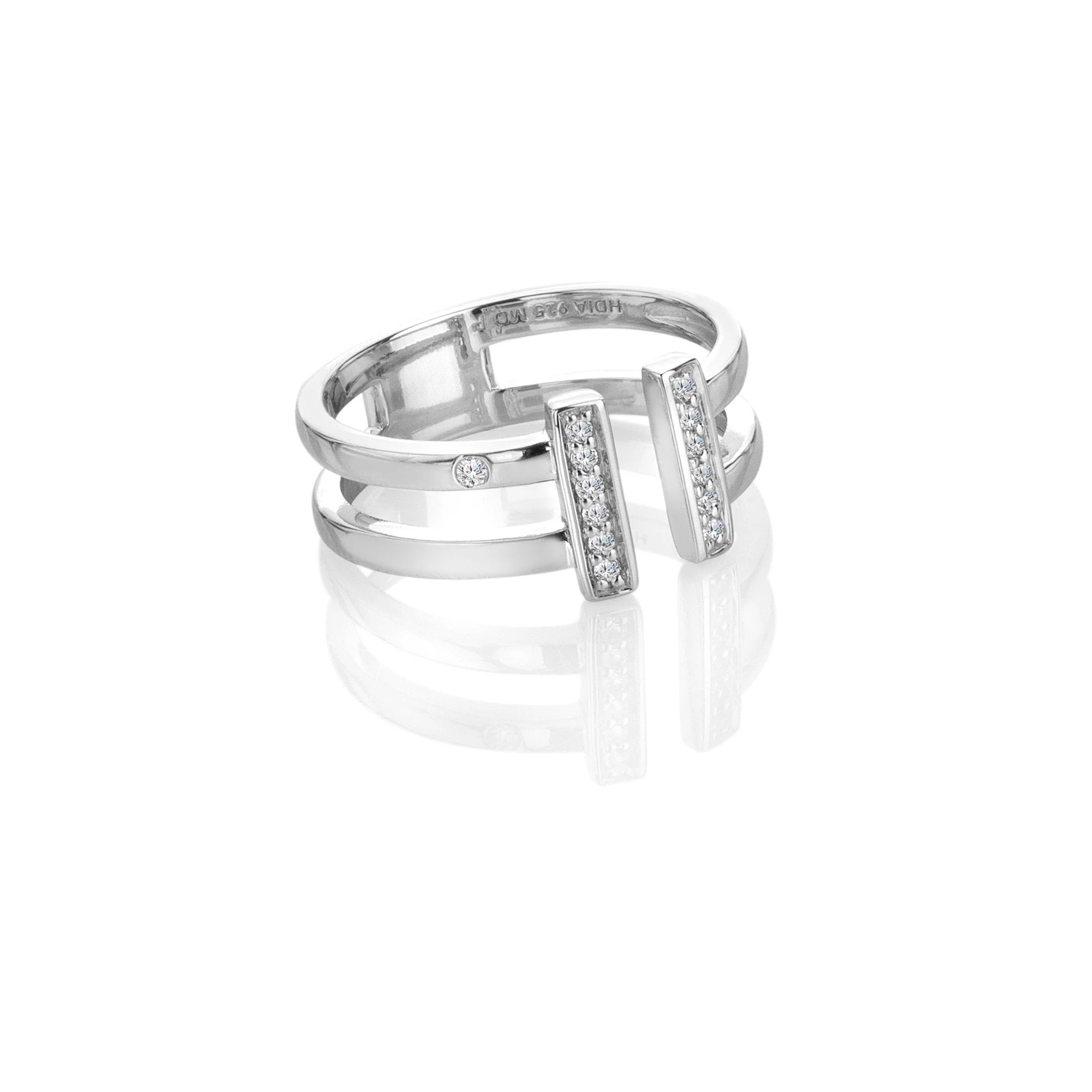 Hot Diamonds Silver Double T Bar Ring