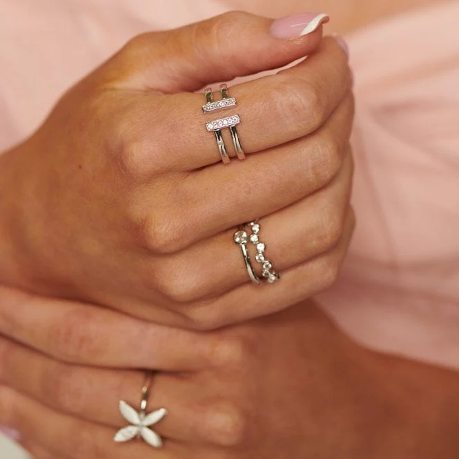 Hot Diamonds Silver Double T Bar Ring - Image 3
