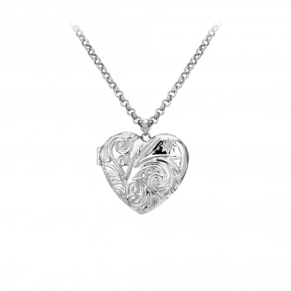 Hot Diamonds 
Silver Engraved Heart Locket - Image 3