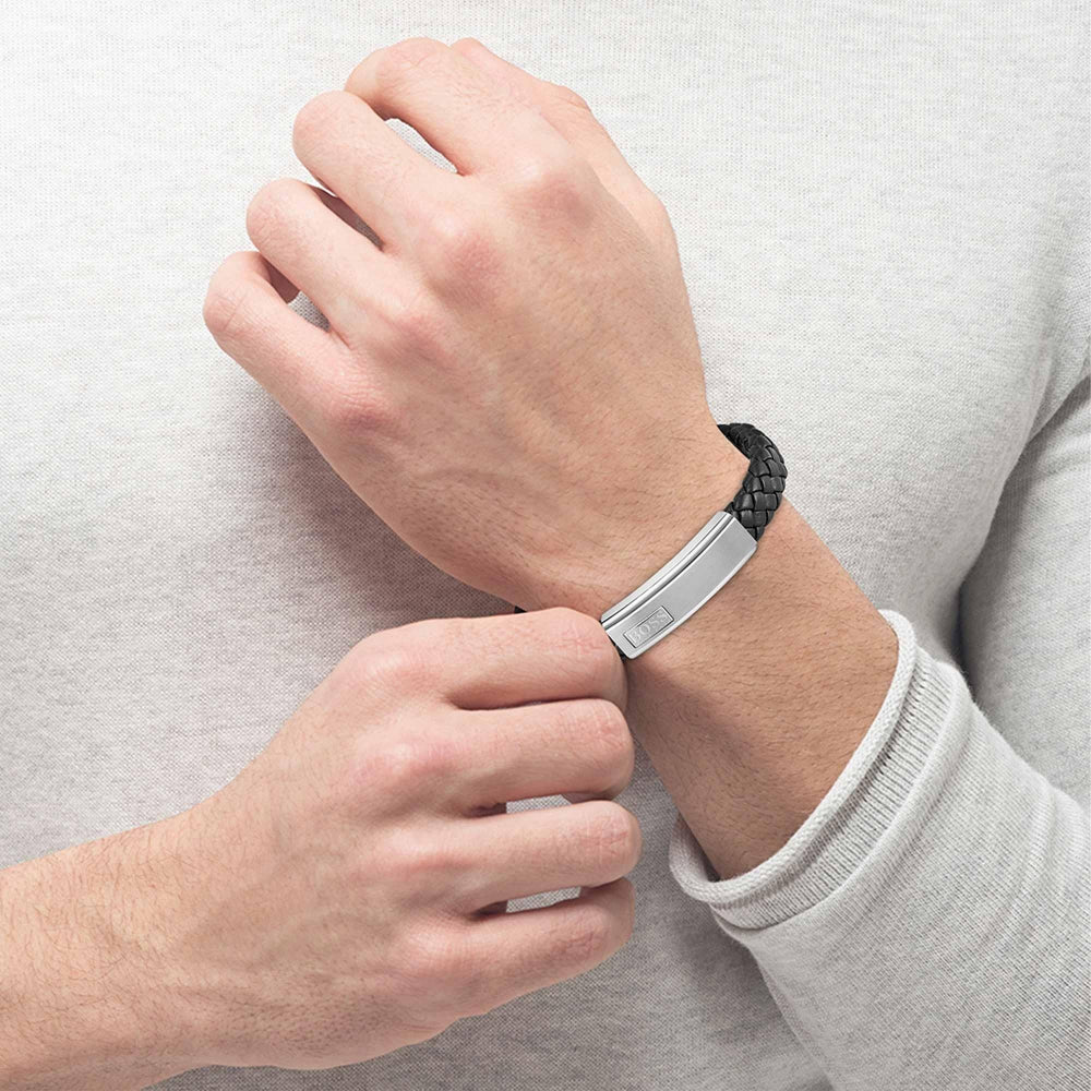 Boss Black Lander Gents Leather Bracelet - Image 2