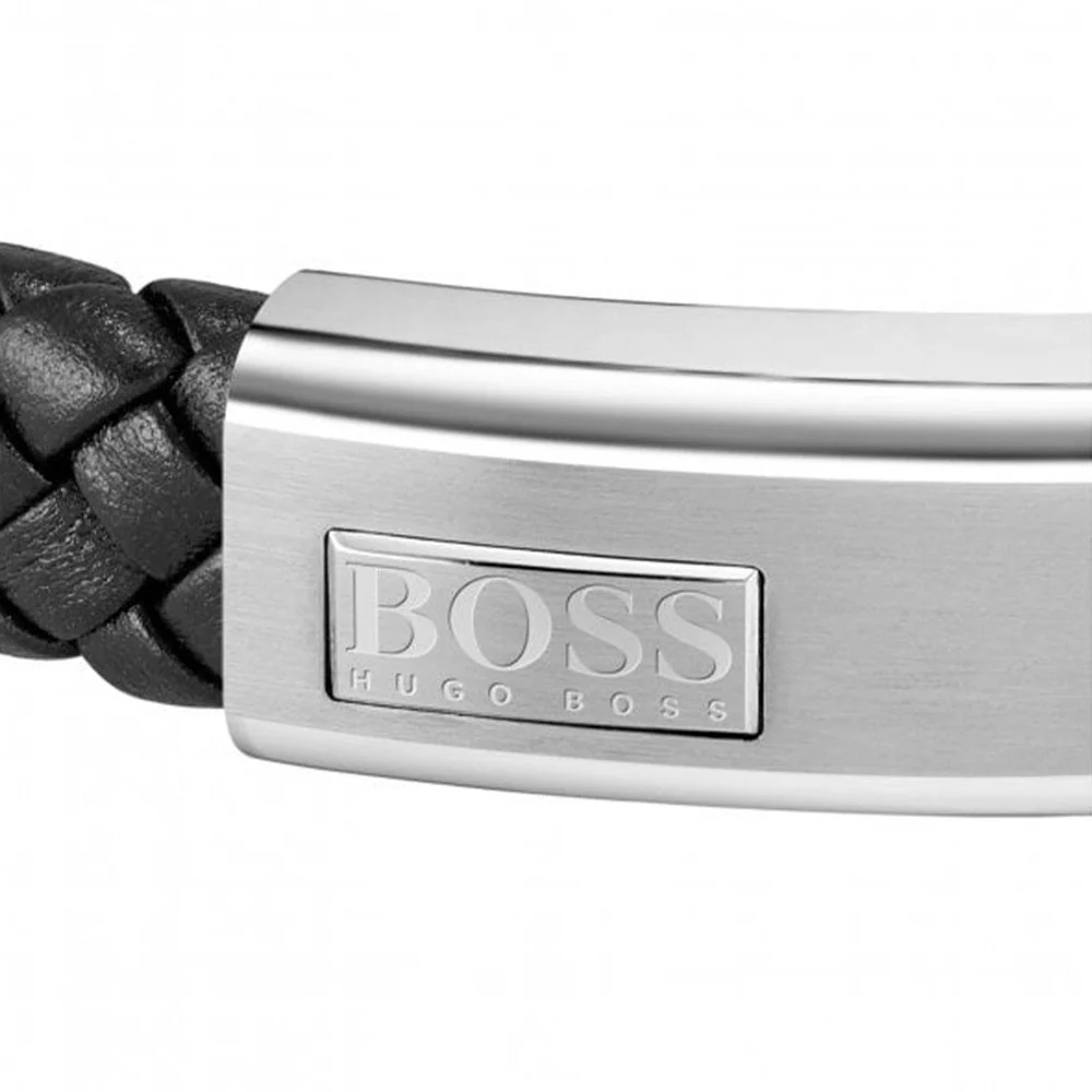 Boss Black Lander Gents Leather Bracelet - Image 3