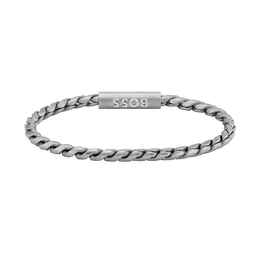 Boss Silver Braided Chain Cuff - Image 4