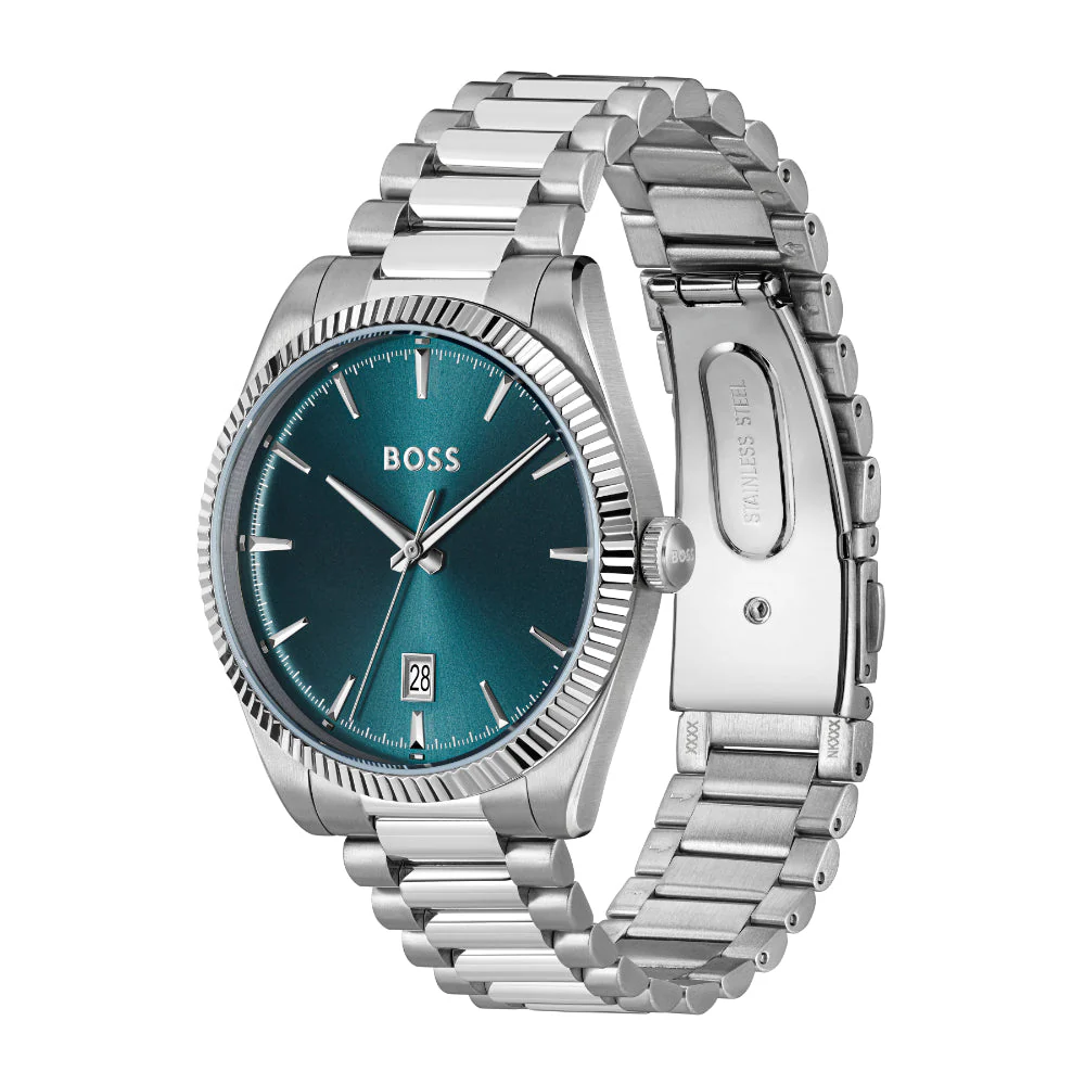 Boss Silver Cheswick Stainless Steel Blue Watch - Image 4