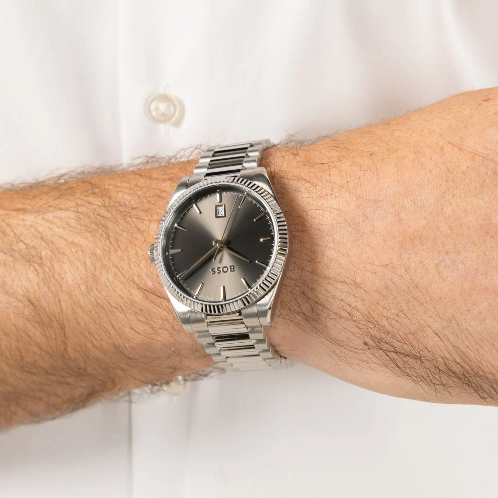 Boss Silver Cheswick Stainless Steel Grey Watch - Image 3