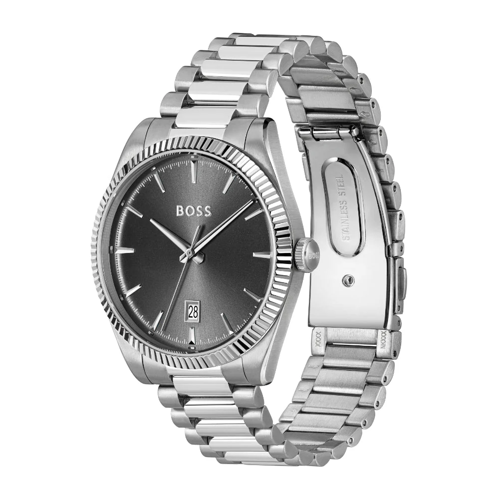 Boss Silver Cheswick Stainless Steel Grey Watch - Image 4