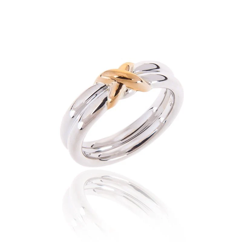 Mococo Kiss 5mm Silver and Yellow Gold Ring