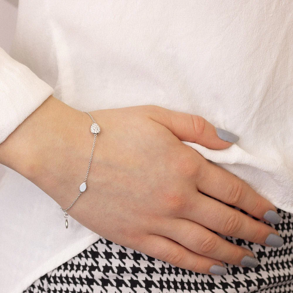 Kit Heath Silver Coast Pebble Glisten Pavé Station Bracelet - Image 2