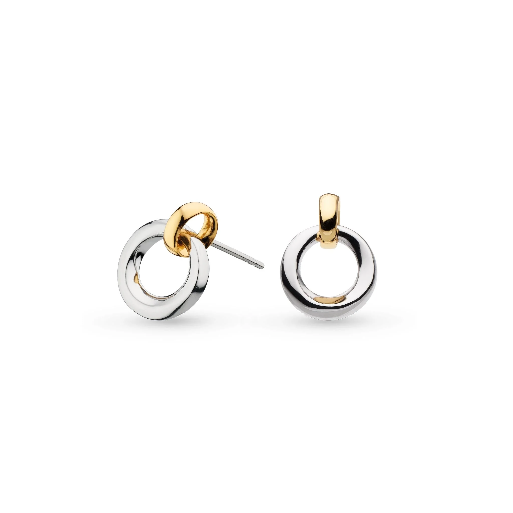 Kit Heath Silver Bevel Cirque Gold Link Stud Earrings
