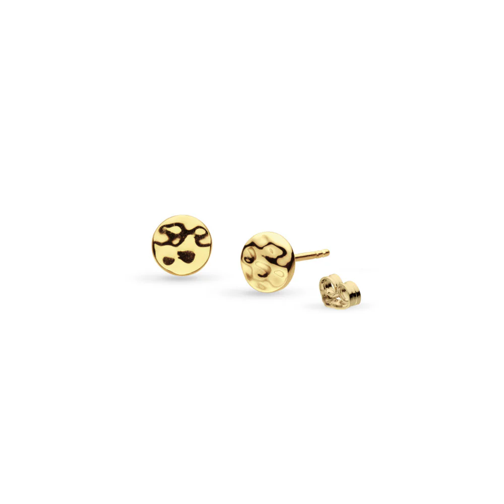 Kit Heath Gold Mirage Reflect Golden GP Round Disc Stud Earrings