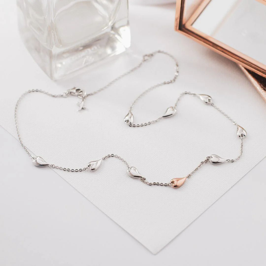 Kit Heath Silver Desire Kiss Blush Heart Station Necklace - Image 3