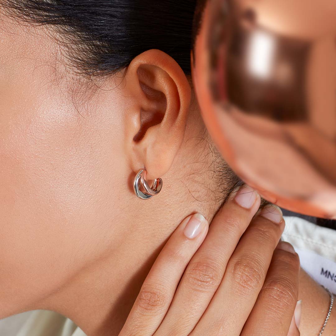 Kit Heath Bevel Cirque Blush Twin Hoop Earrings - Image 2