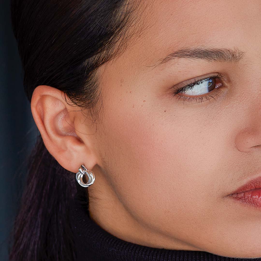 Kit Heath Silver Bevel Trilogy Drop Earrings - Image 2