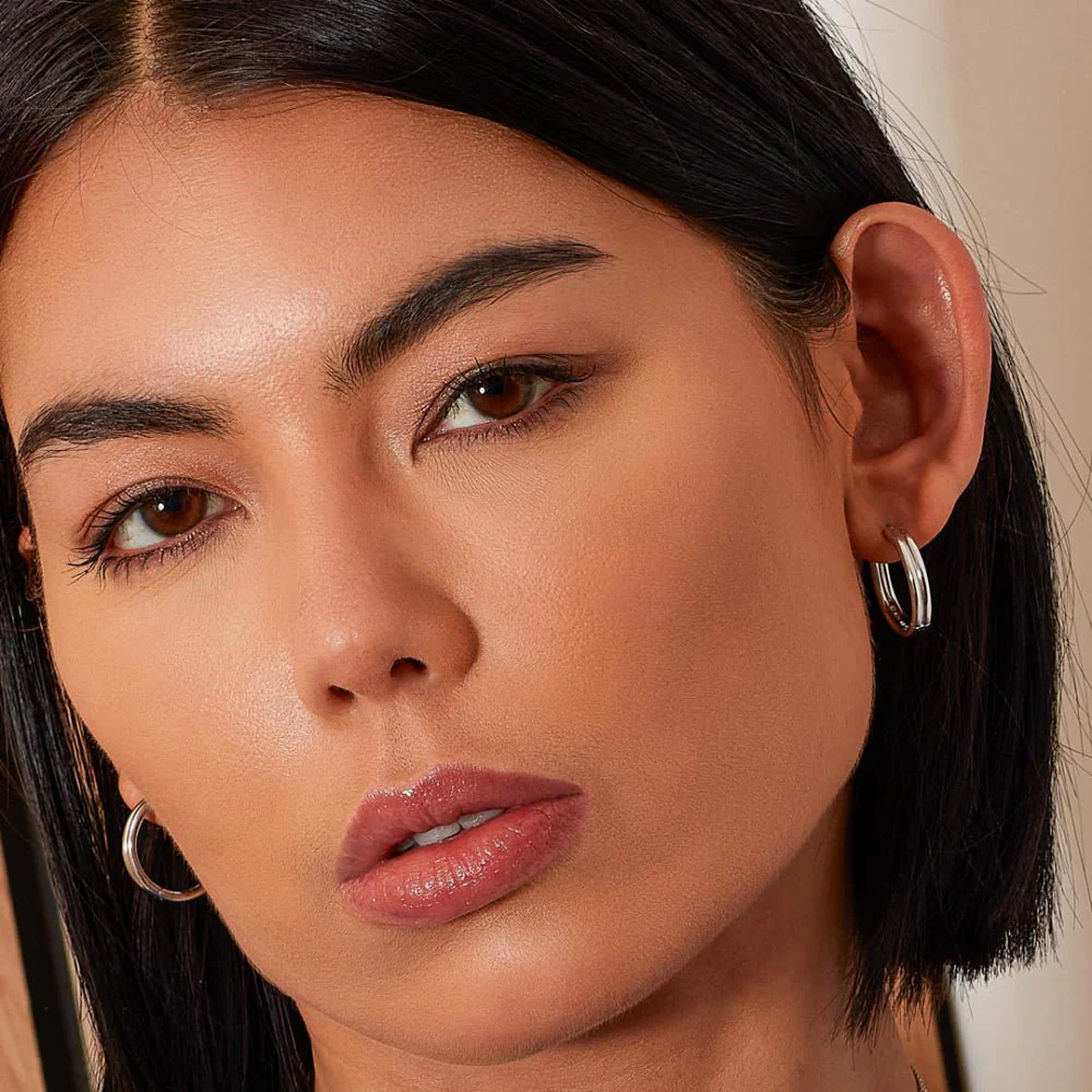 Kit Heath Silver Bevel Unity Hinged Hoop Earrings - Image 2