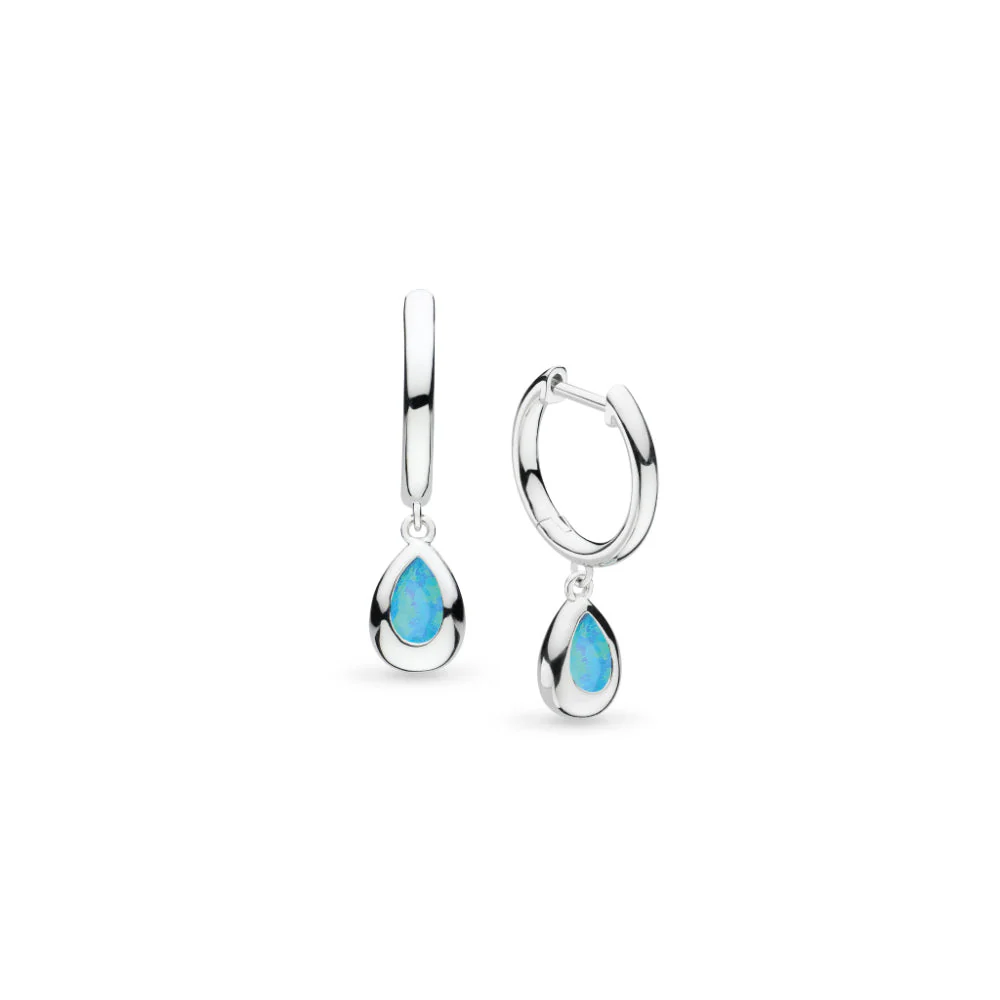 Kit Heath Silver Coast Pebble Blue Blue Opal (Syn) Hoop Drop Earrings