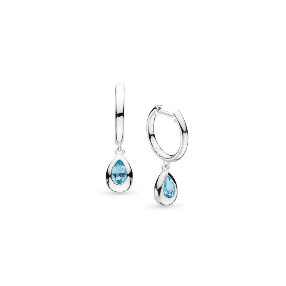 Kit Heath Silver Coast Pebble Blue Swiss Topaz Hoop Drop Earrings