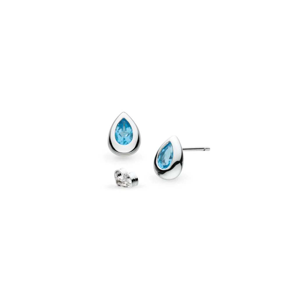 Kit Heath Silver Coast Pebble Blue Swiss Blue Topaz RP Stud Earrings