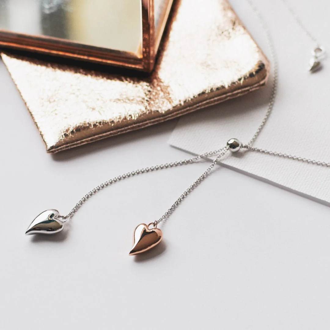 Kit Heath Silver Desire Cherish Blush heart Lariat Necklace - Image 3