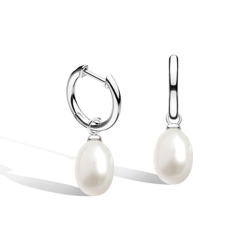 Kit Heath Silver Revival Pearl Drop Hoop Earrings