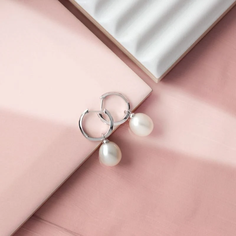 Kit Heath Silver Revival Pearl Drop Hoop Earrings - Image 3