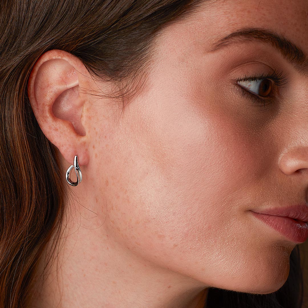 Kit Heath Silver Serenity Grande Stud Hoop Earrings - Image 2