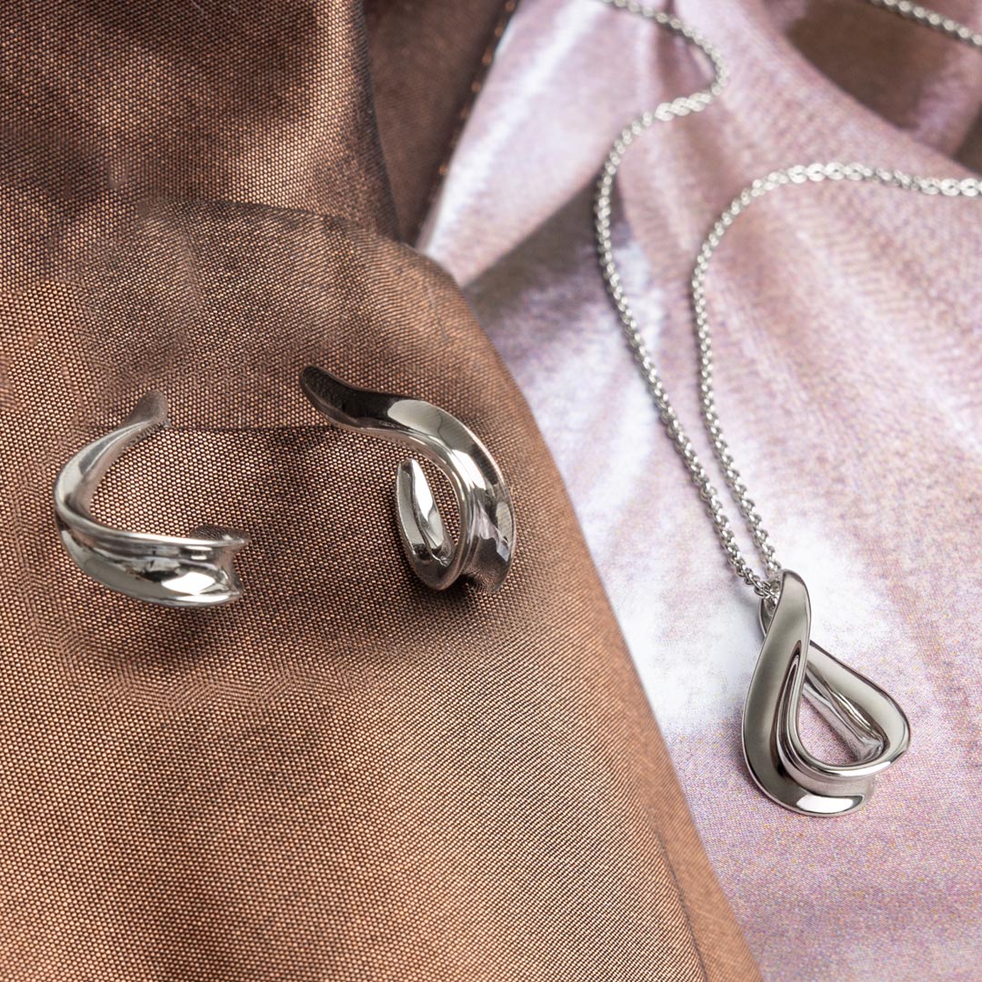 Kit Heath Silver Serenity Grande Stud Hoop Earrings - Image 5