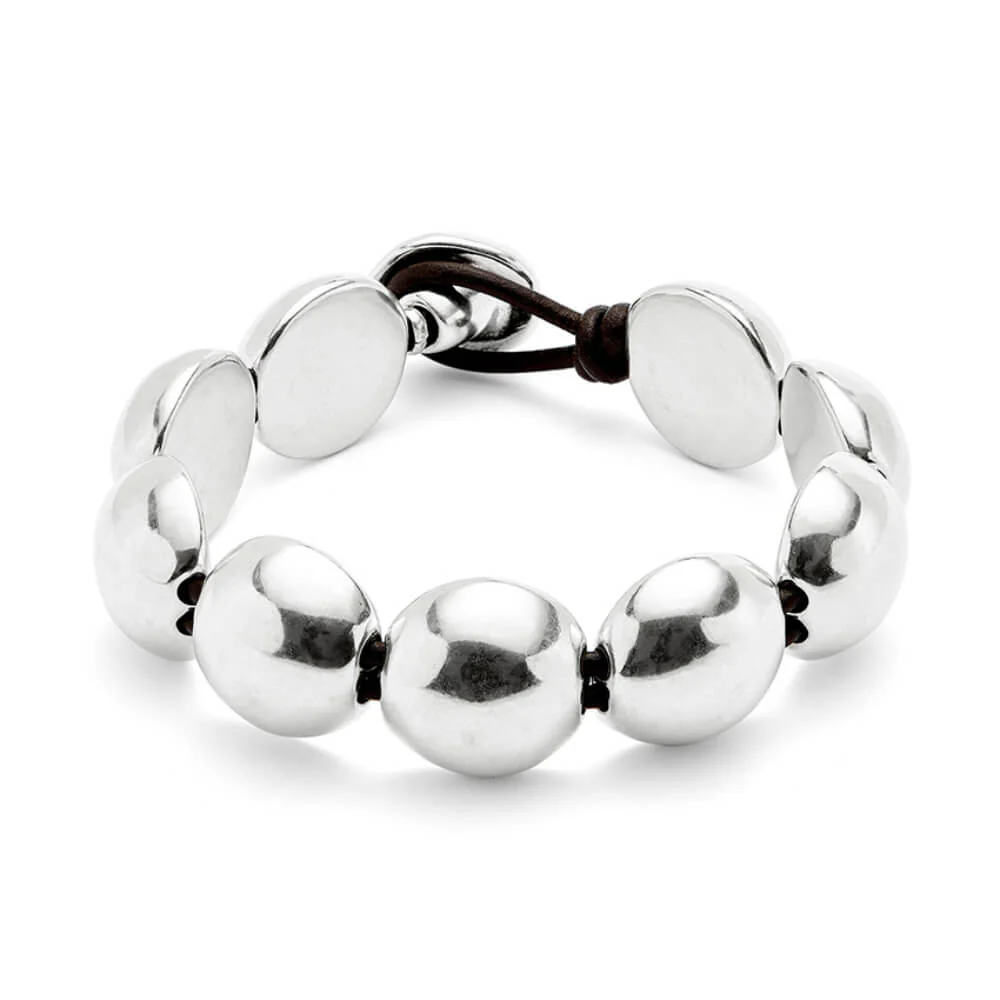 UNOde50 Silver-Plated Leather Beaded Bracelet