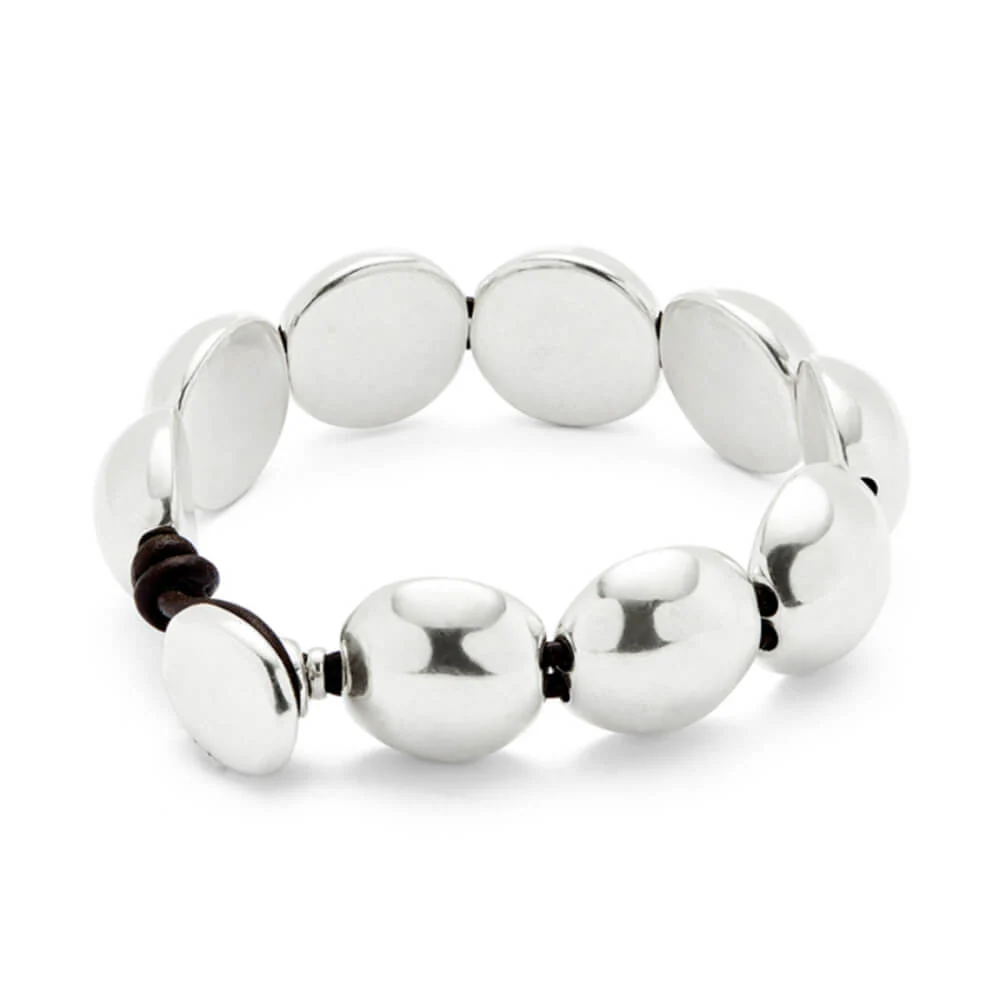 UNOde50 Silver-Plated Leather Beaded Bracelet - Image 3