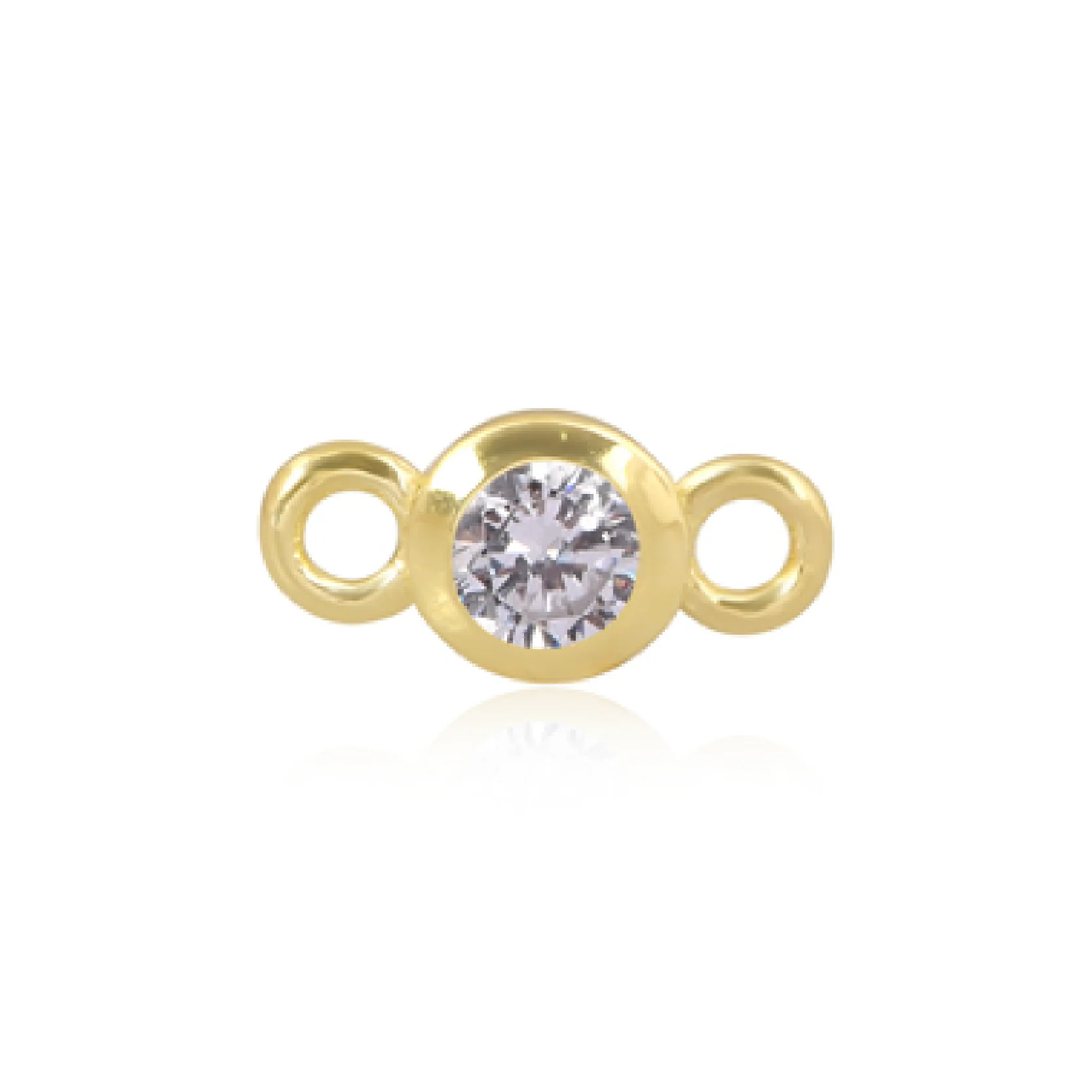Mococo Welded Forever Gold April CZ Round Connector