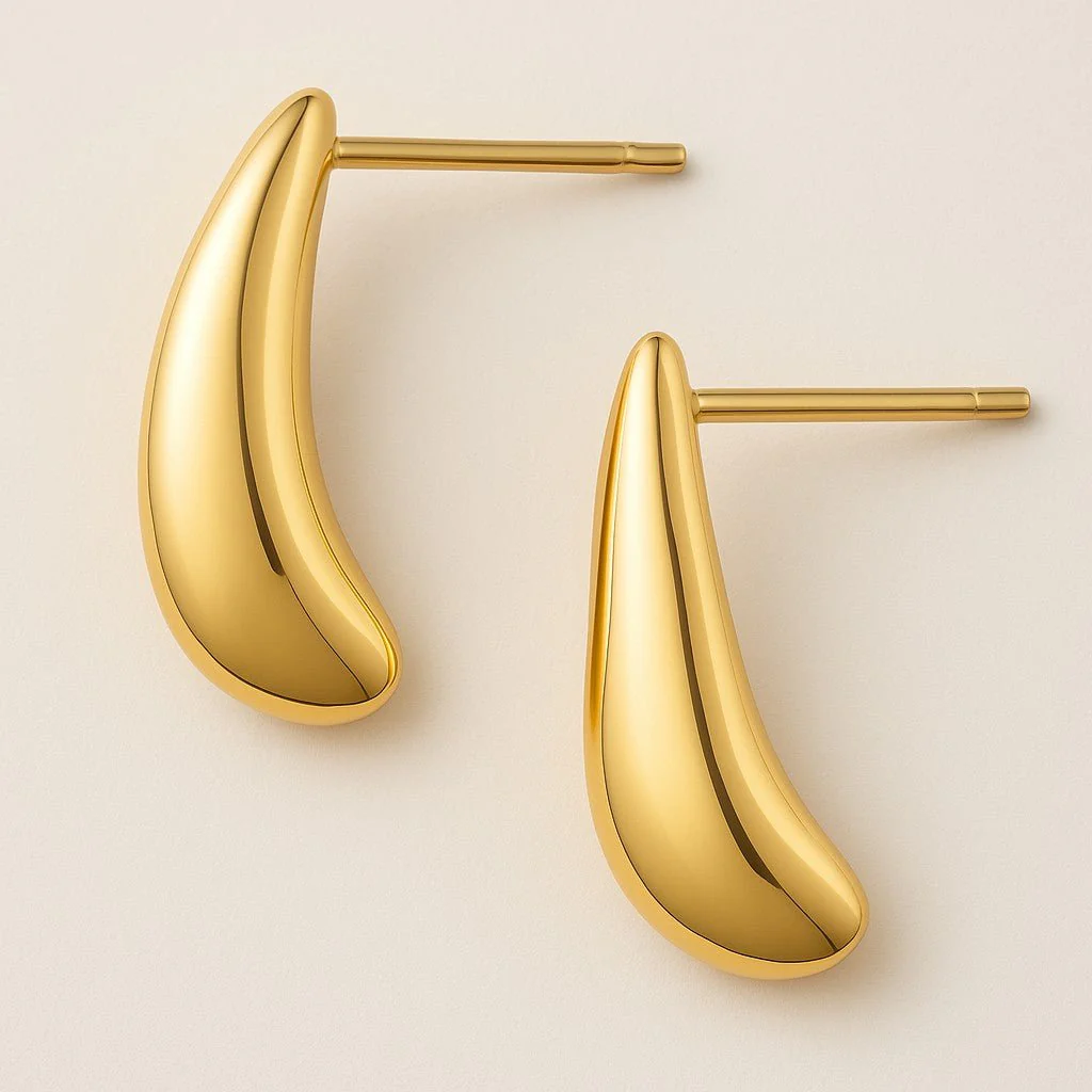 Mococo  Gold Mini Droplet Stud Earrings - Image 3
