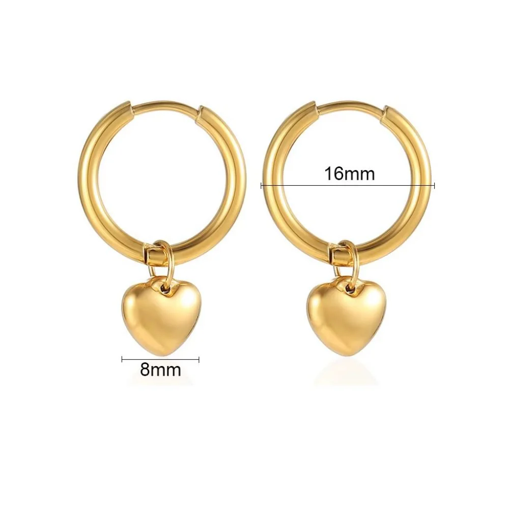 Mococo Gold Heart Charm Hoop Earrings - Image 3