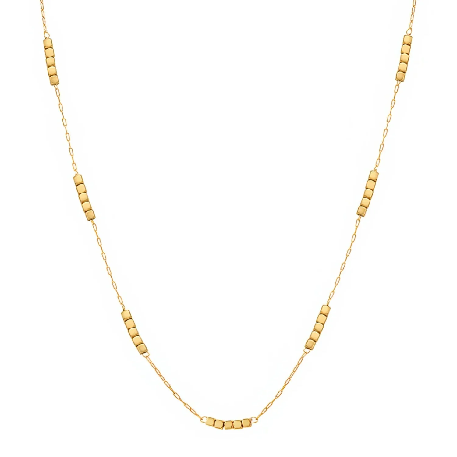 Mococo Gold Mini Cube Necklace