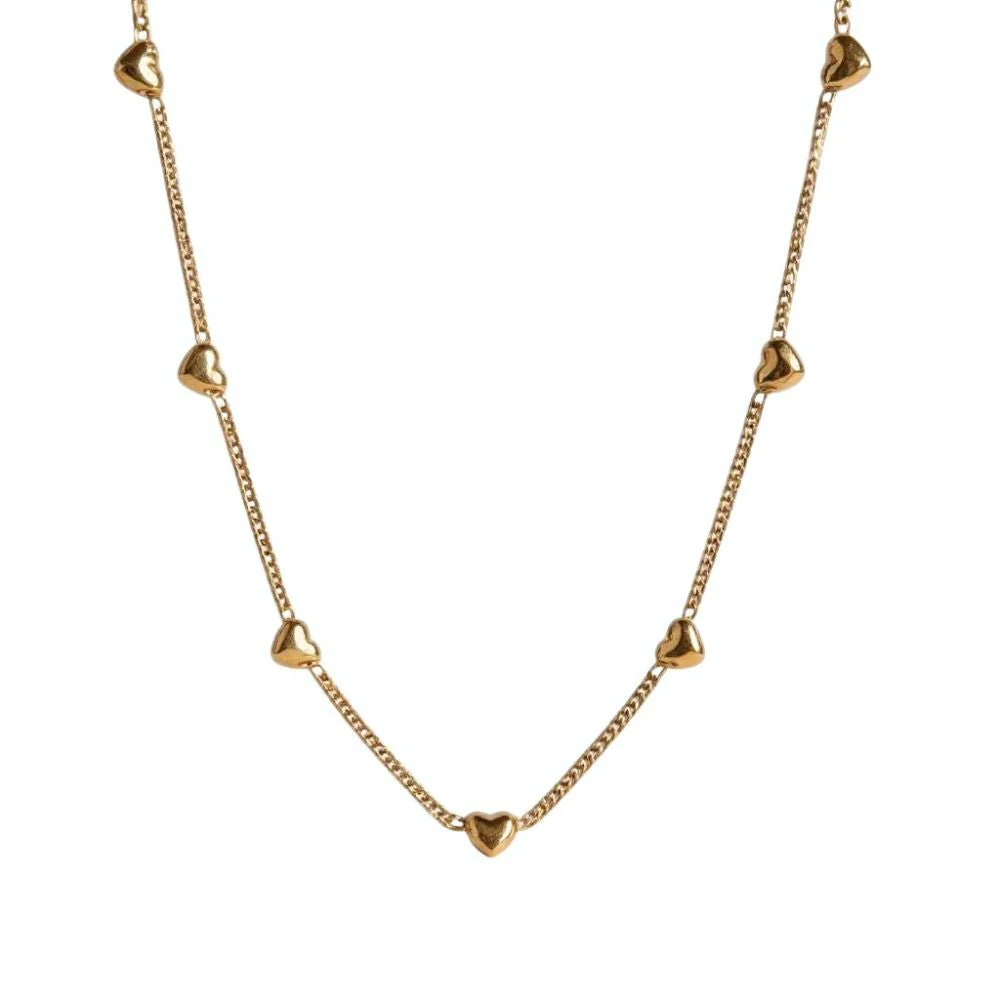 Mococo  Gold Mini Heart Chain Necklace
