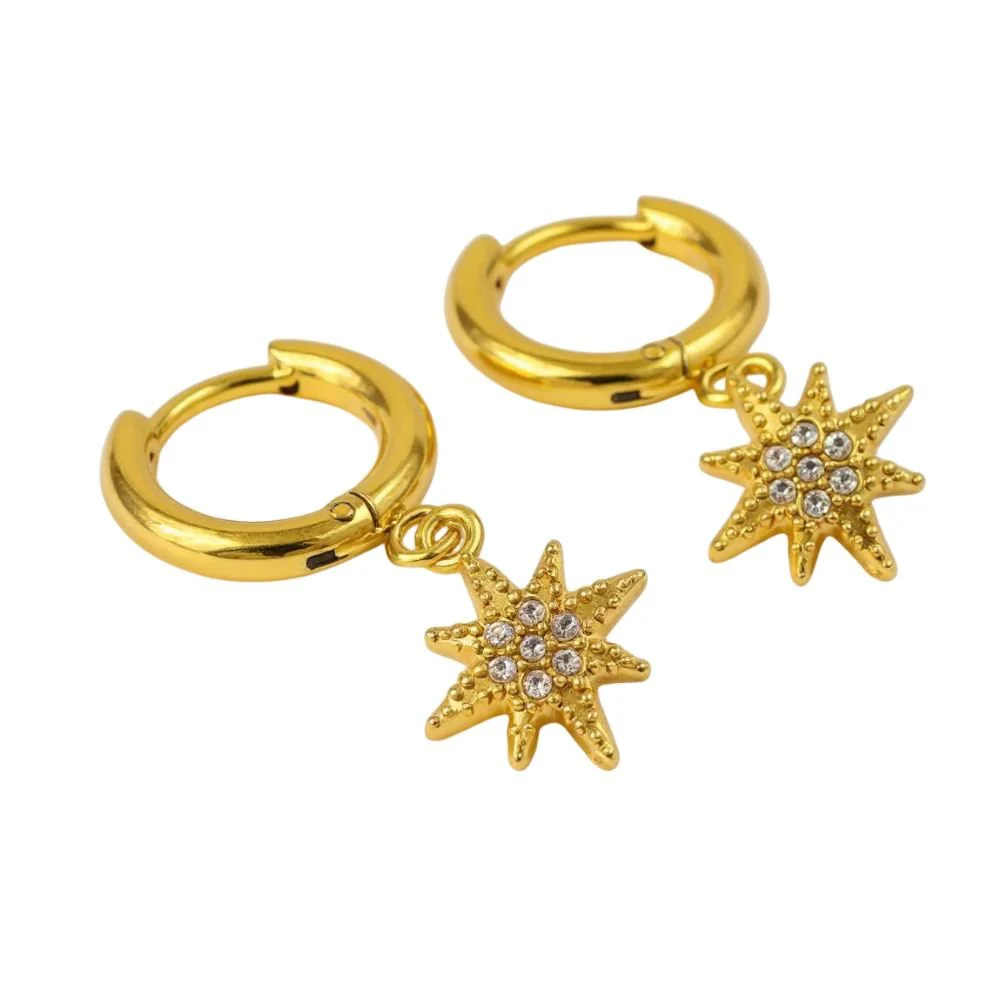 Mococo Gold Star Drop Hoops