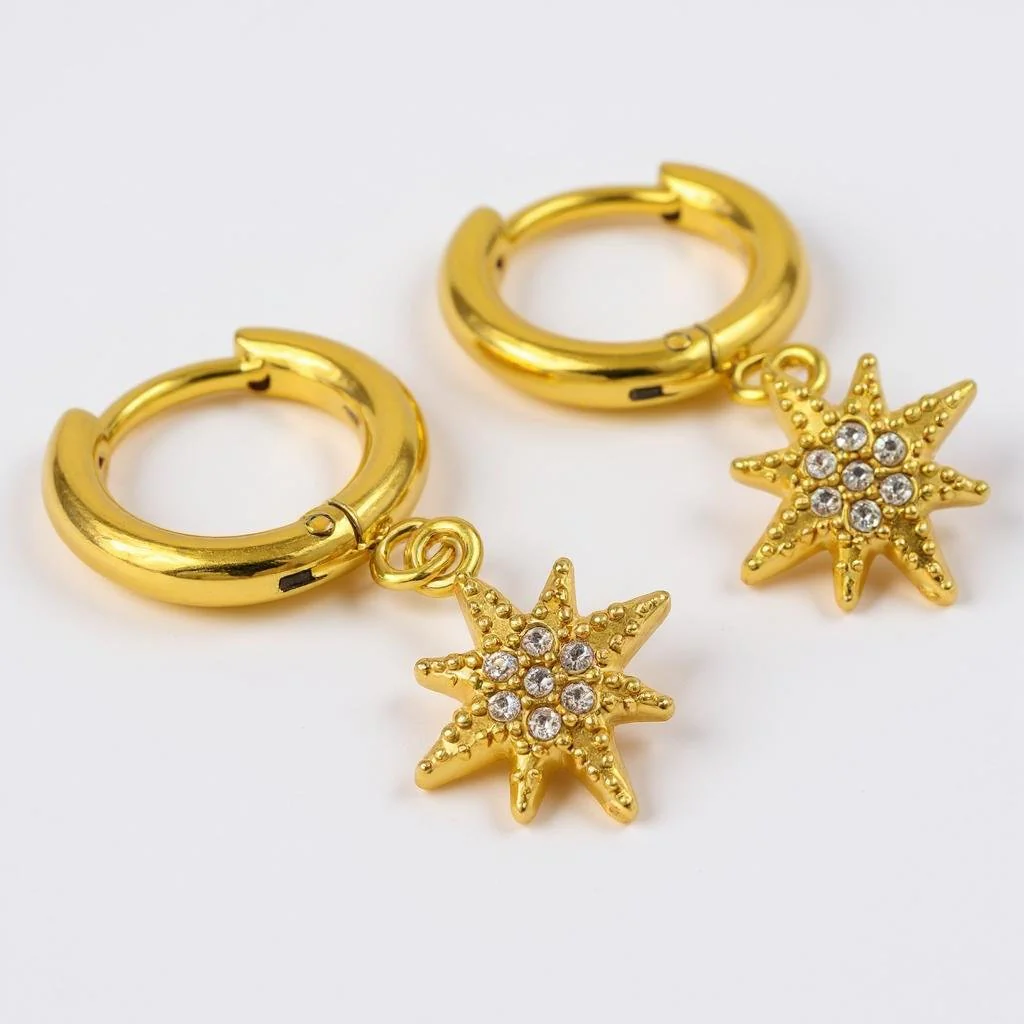 Mococo Gold Star Drop Hoops - Image 2