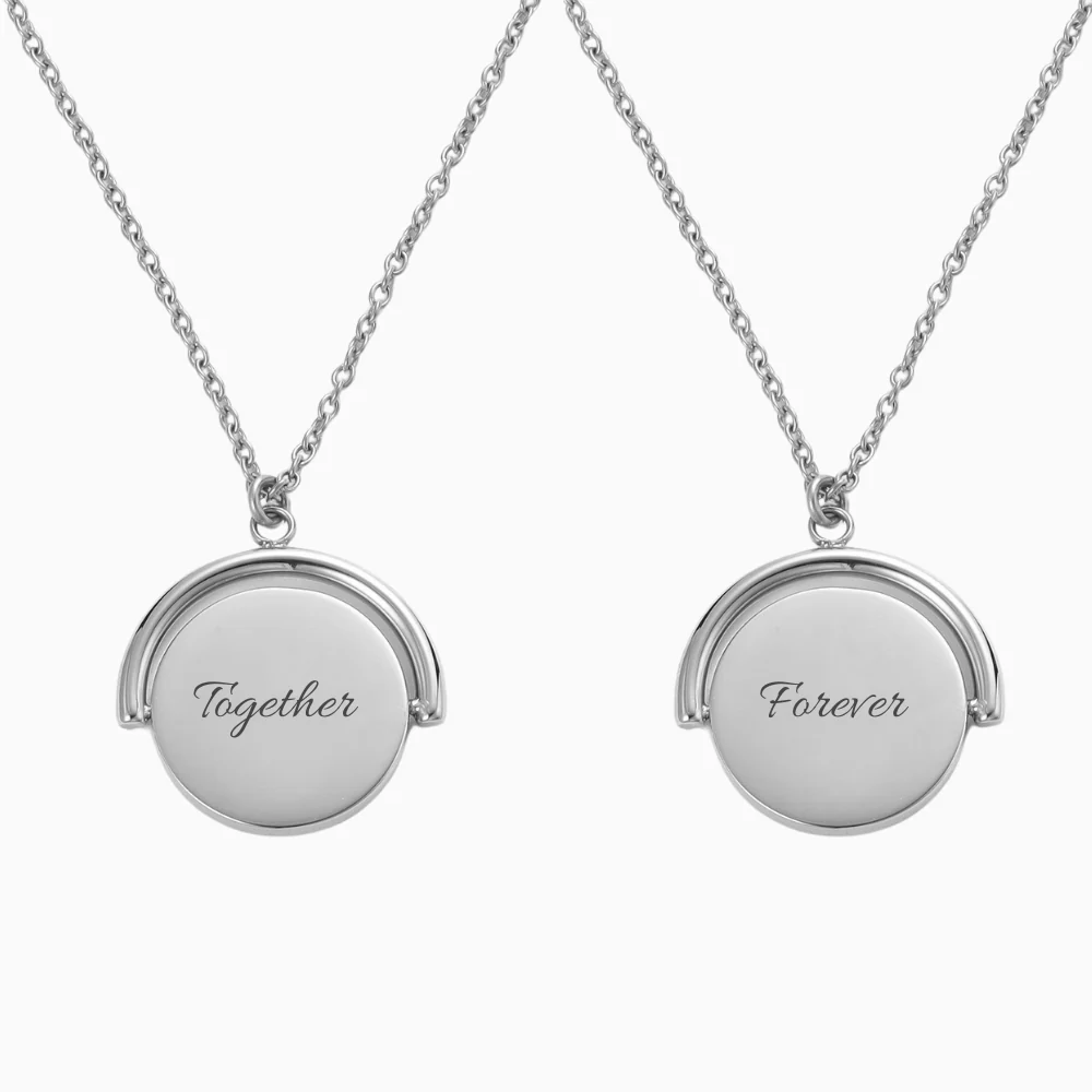 Mococo Personalised Silver Engravable Spinner Necklace - Image 3