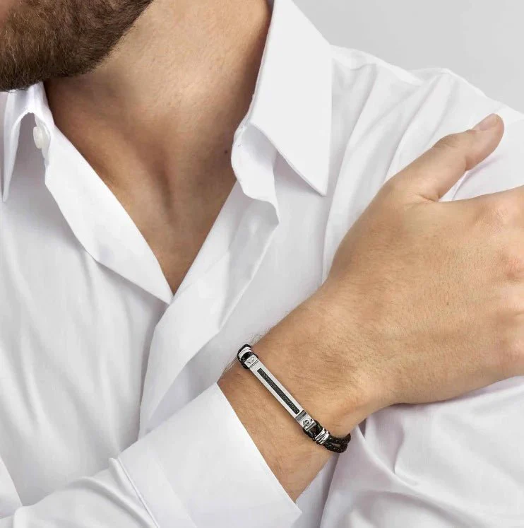Nomination Black Manvision Leather Bracelet - Image 2