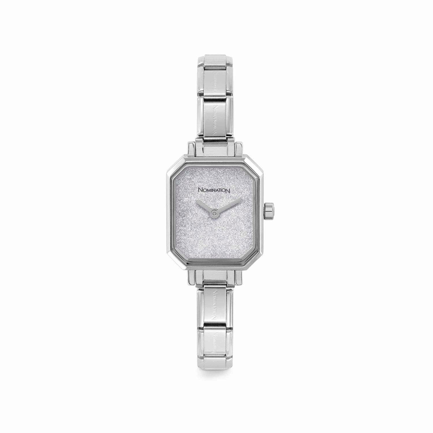 Nomination Classic Silver Rectangular Silver Glitter Dial Watch