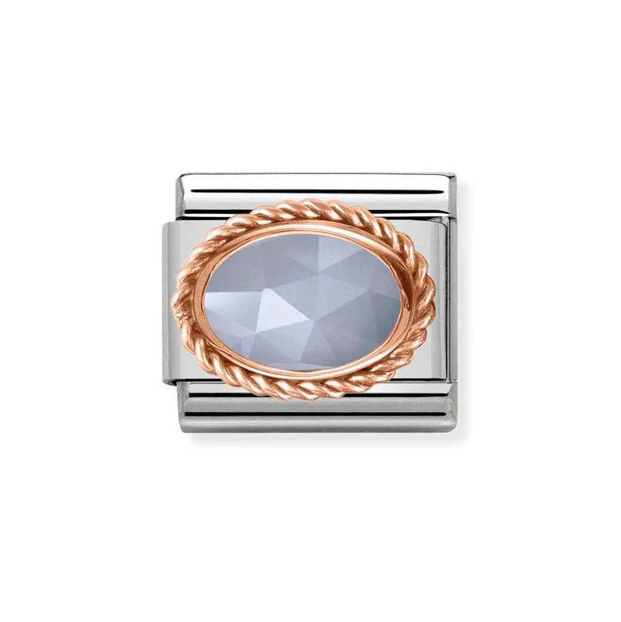 Nomination Classic 9ct Rose Gold Banded Blue Agate Charm