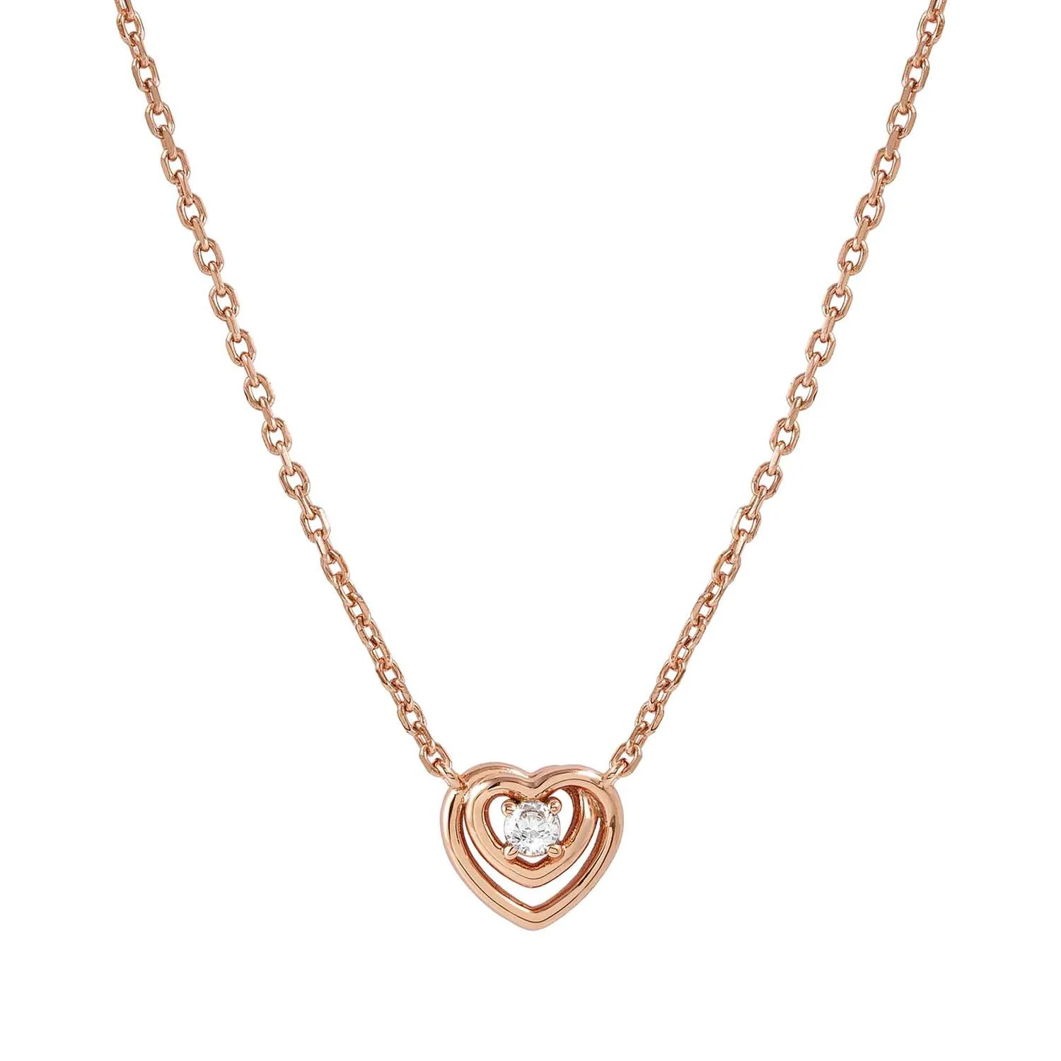 Nomination Rose Gold Heart Cubic Zirconia Necklace