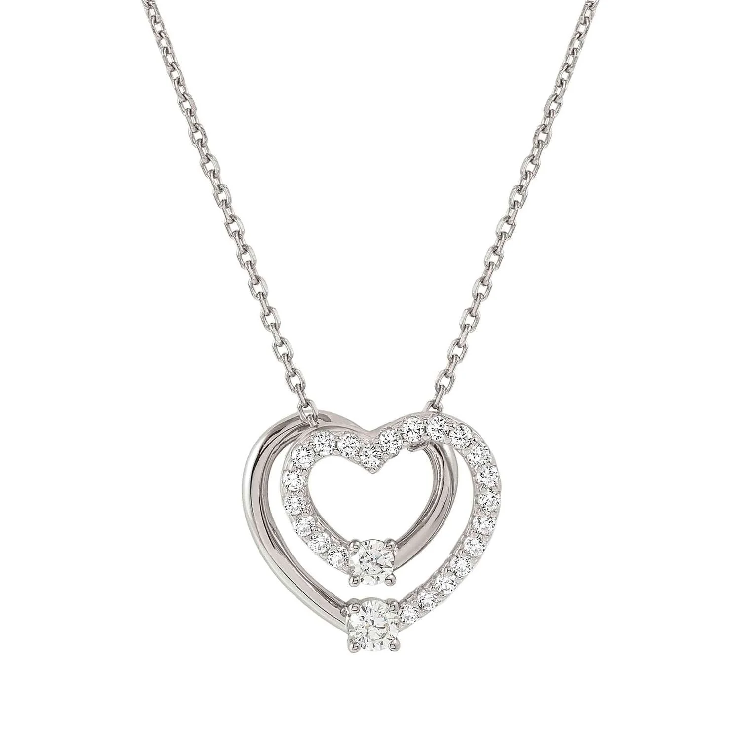 Nomination Silver Large Heart Cubic Zirconia Necklace