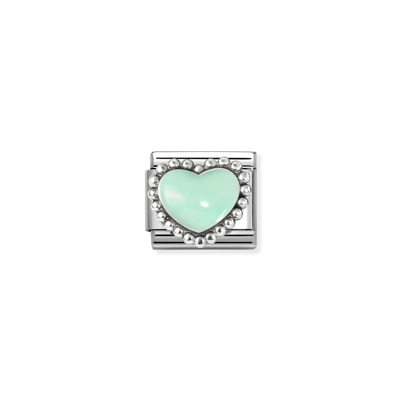 Nomination Classic Silver Pastel Green Raised Heart Charm