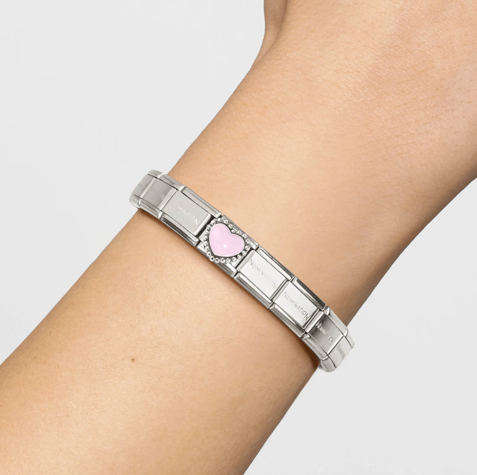 Nomination Classic Silver Pastel Pink Raised Heart Charm - Image 2