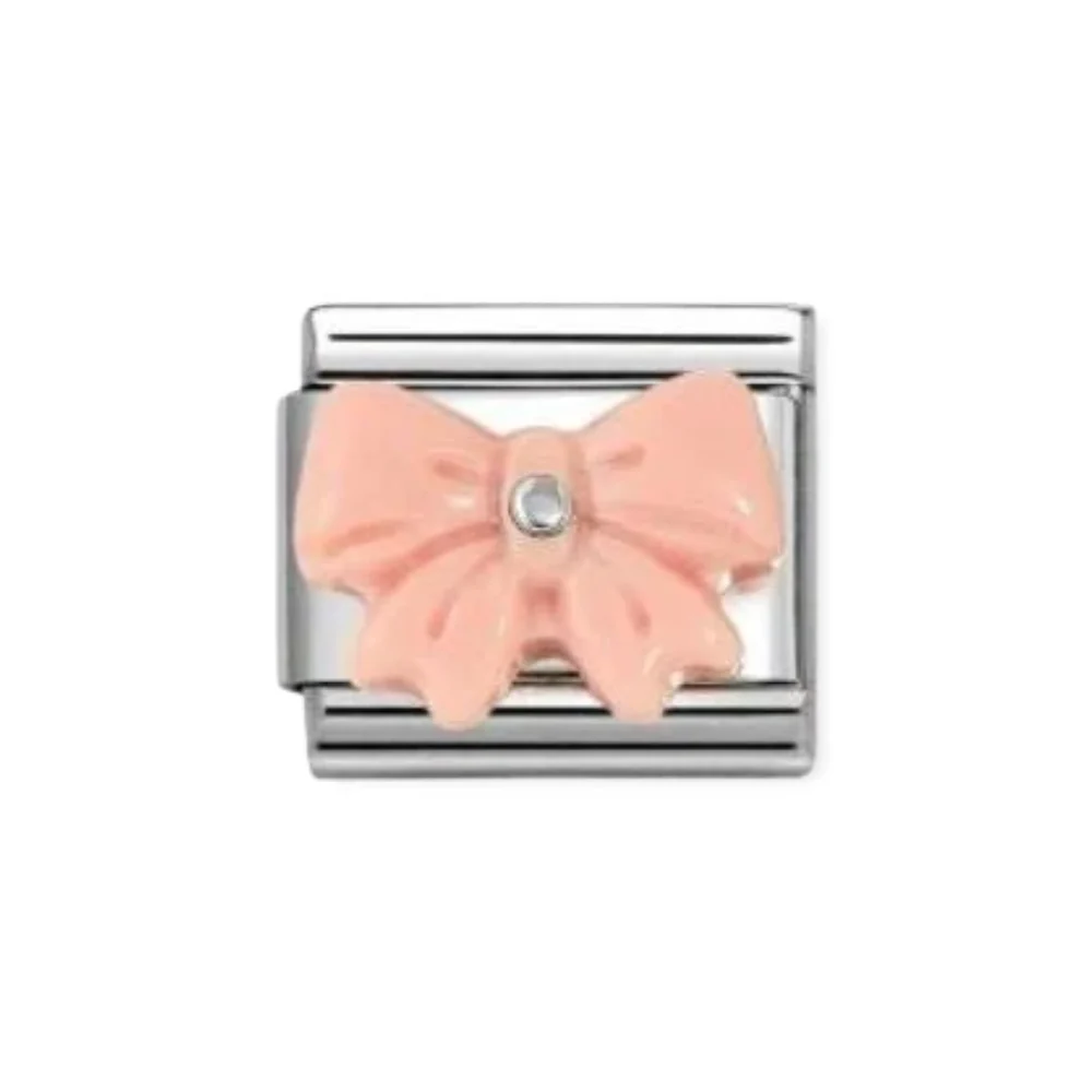 Nomination Classic Silver Pink Bow Charm