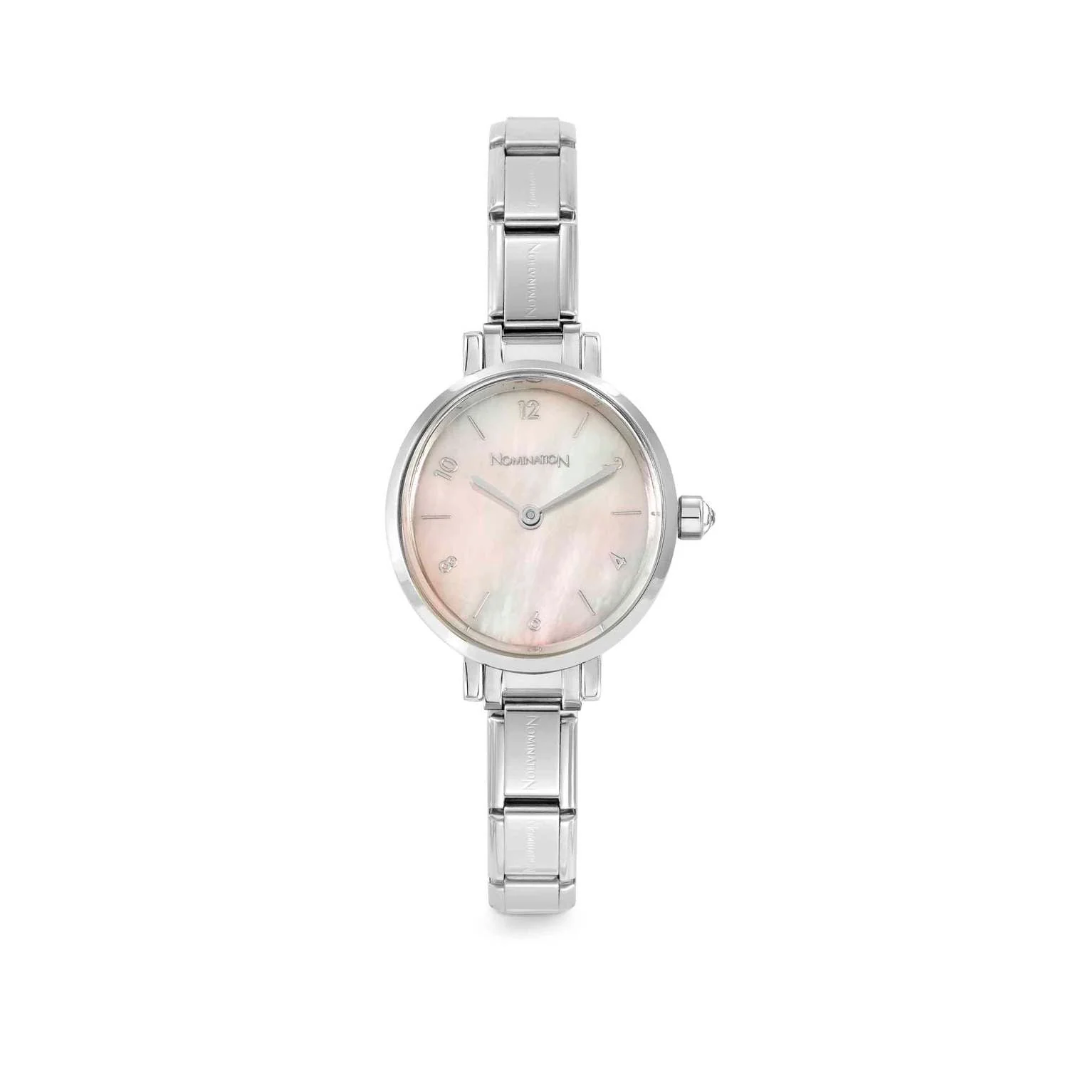 Nomination Silver Oval Pink Mother of Pearl Dial Watch