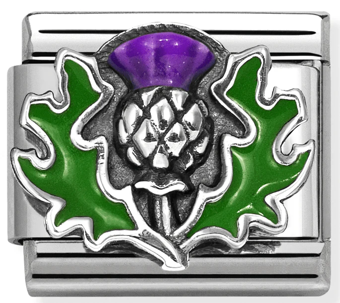 Nomination Classic Silver Enamel Thistle Charm