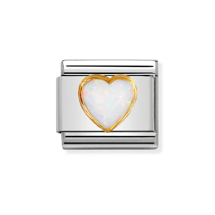 Nomination Classic Gold White Opal Heart Charm