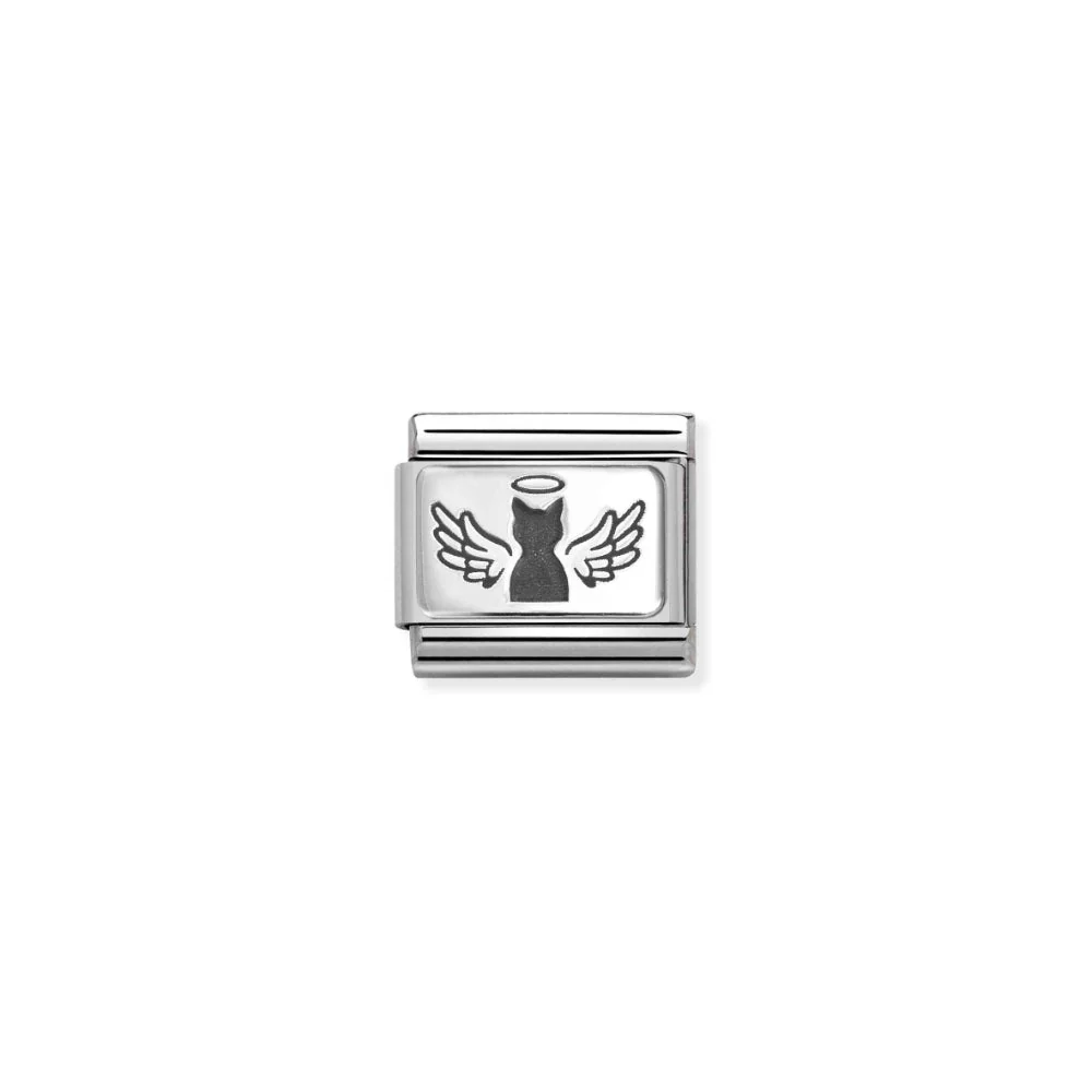 Nomination Silver Angel Cat With Wings Charm